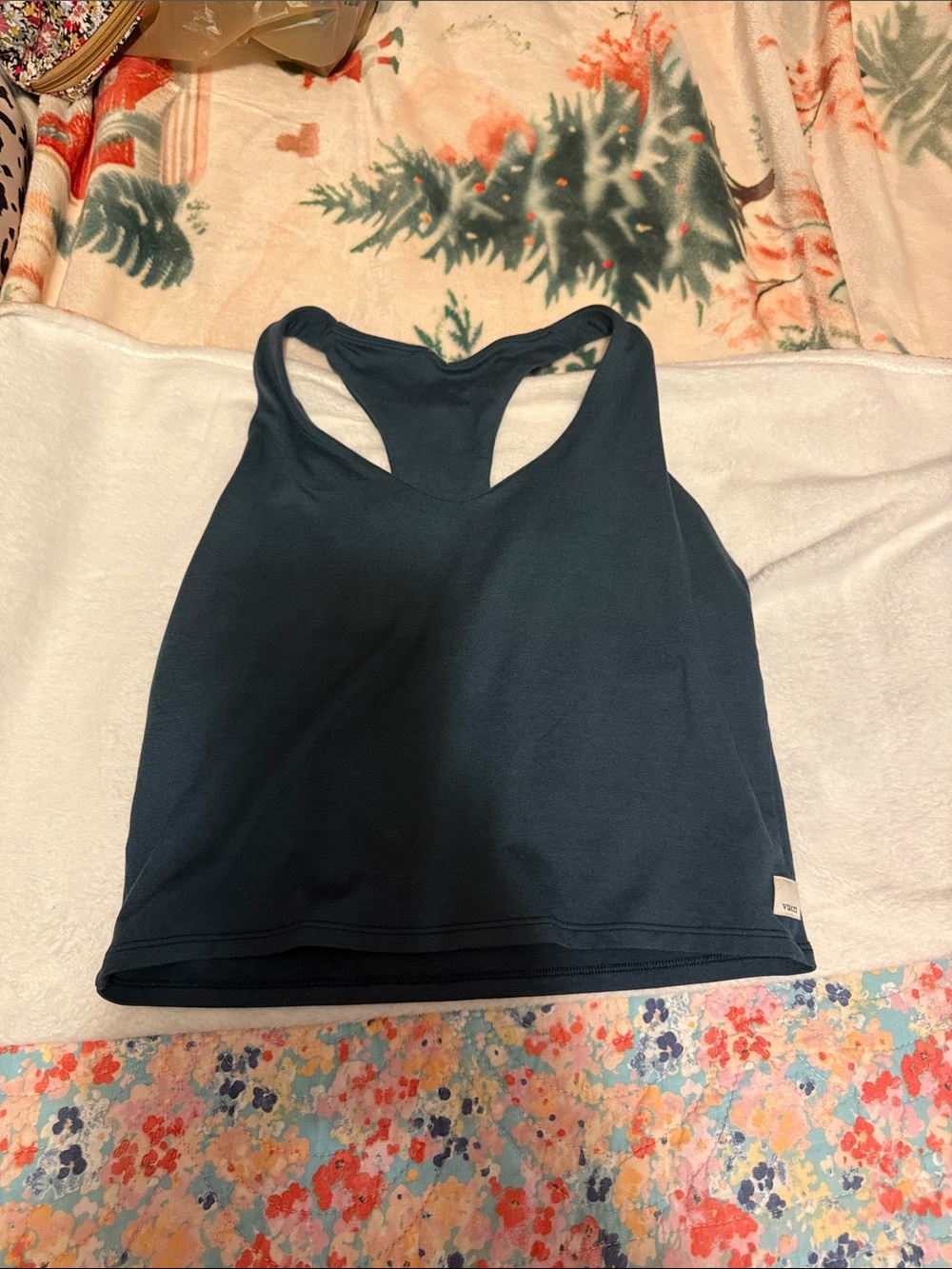 Vuori Dark Teal Racerback Crop Tank